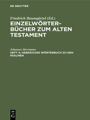 cover image of Hebräiches Wörterbuch zu den Psalmen